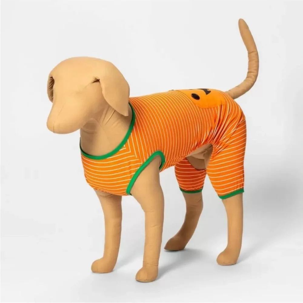 Pumpkin 🎃 Dog Orange Halloween Pajamas, Size Medium and XXL